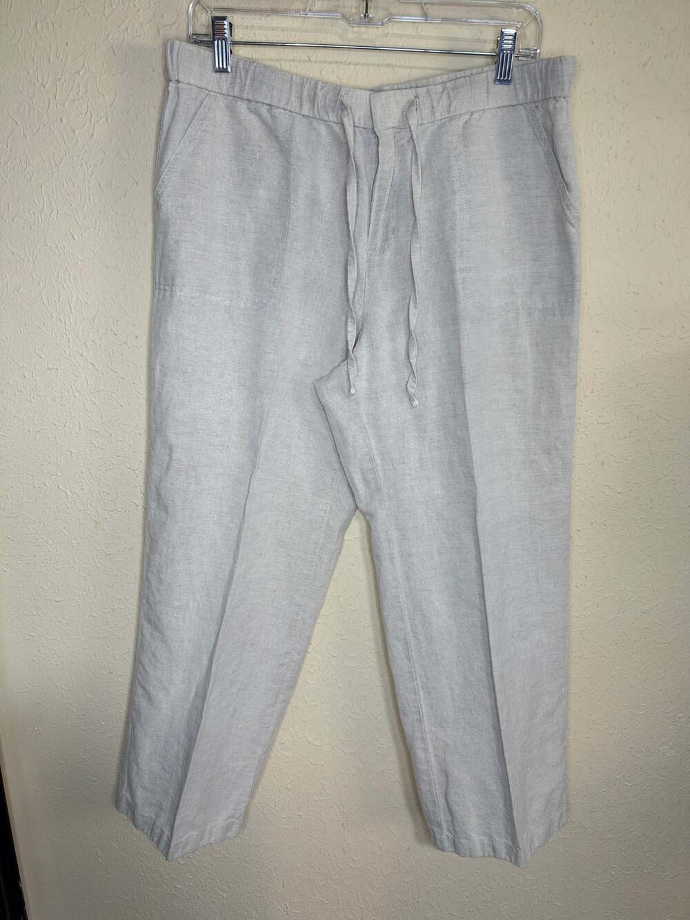 Liz Claiborne Women's Size Medium Tan Linen Cotton Pull on Pants Costal Career